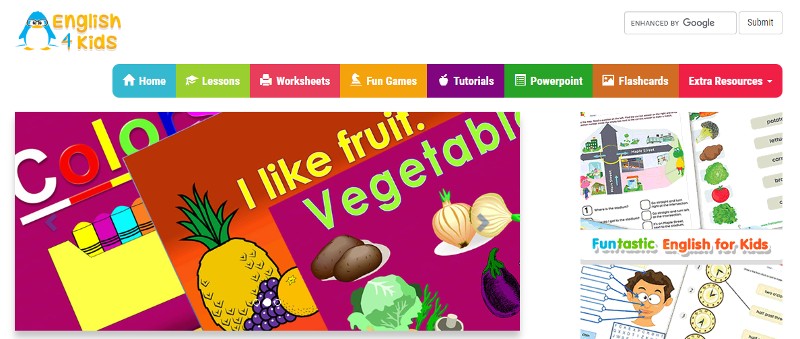 English 4kids - Trang web học tiếng anh cho bé