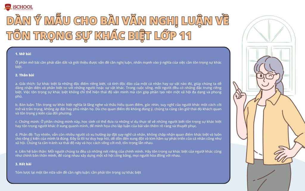 Dàn ý mẫu về tôn trọng sự khác biệt lớp 11