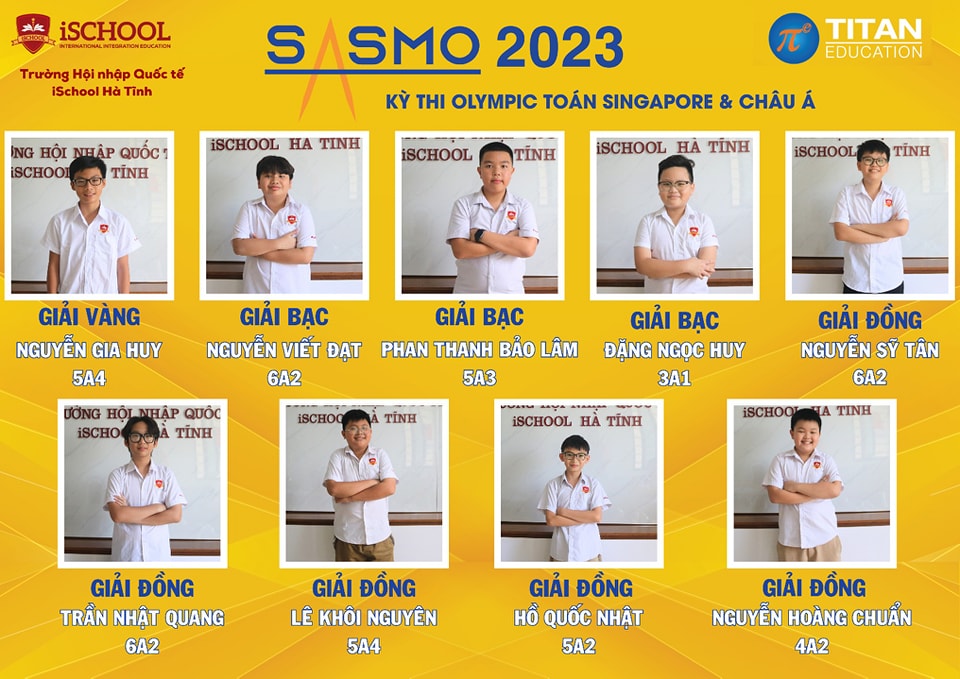 iSchool Hà Tĩnh: Thông báo kết quả Kỳ thi Olympic Toán Singapore và Châu Á – SASMO 2023