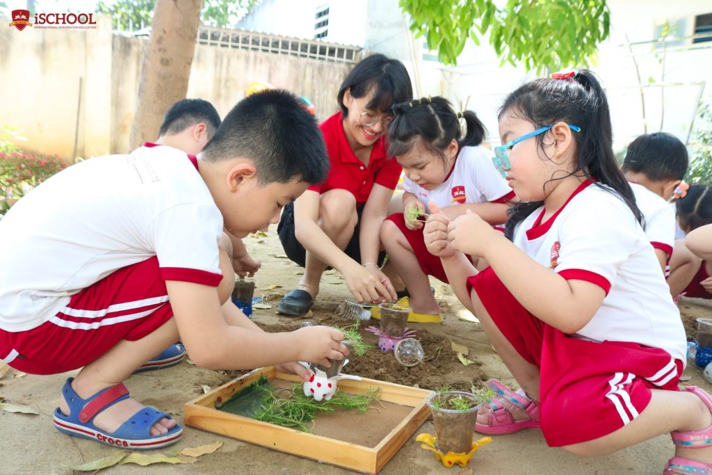 iSers tham gia hoạt động trồng cây trong ly nhựa để hạn chế lượng rác thải nhựa ra môi trường 