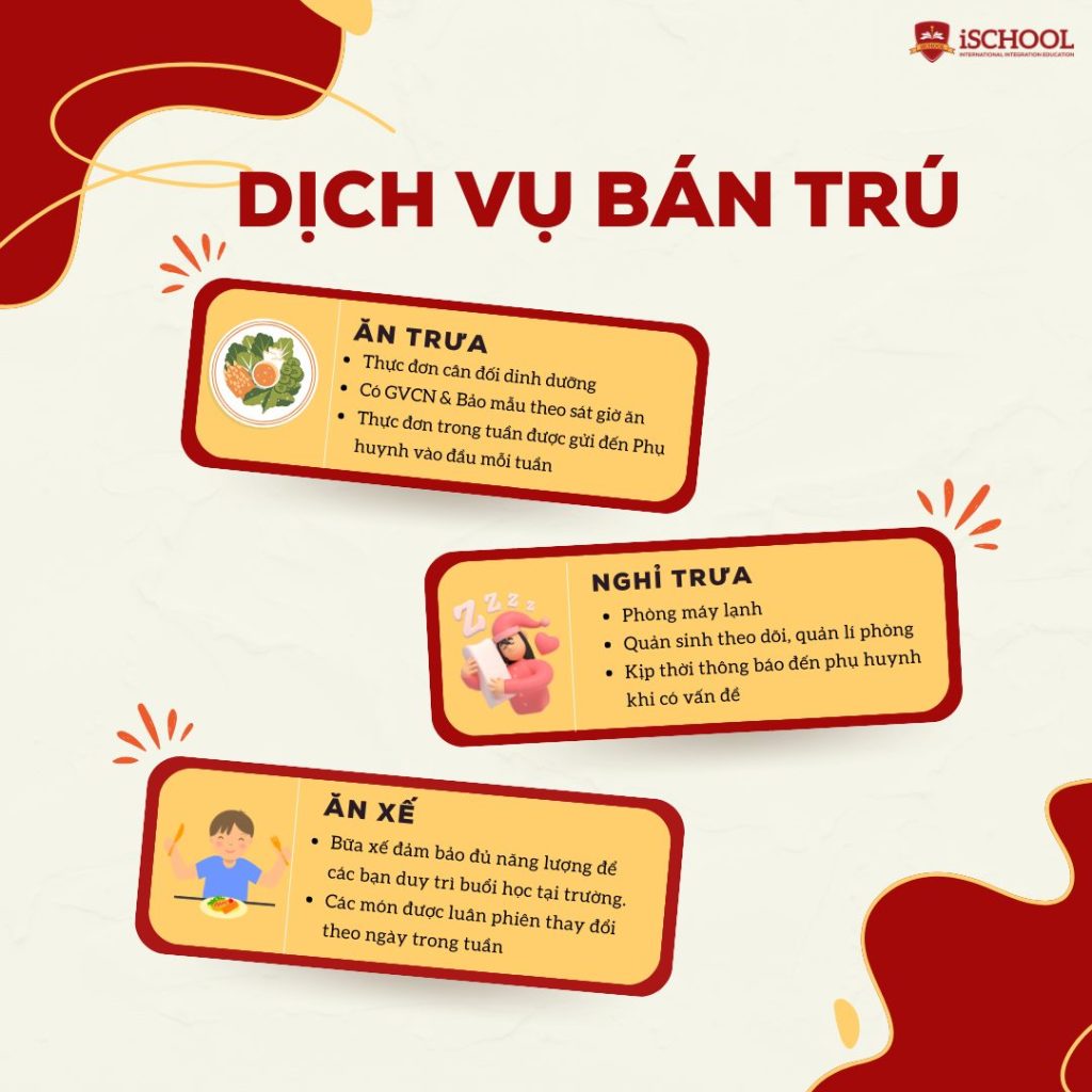 BA MẸ AN TÂM VỚI DỊCH VỤ BÁN TRÚ TẠI iSCHOOL