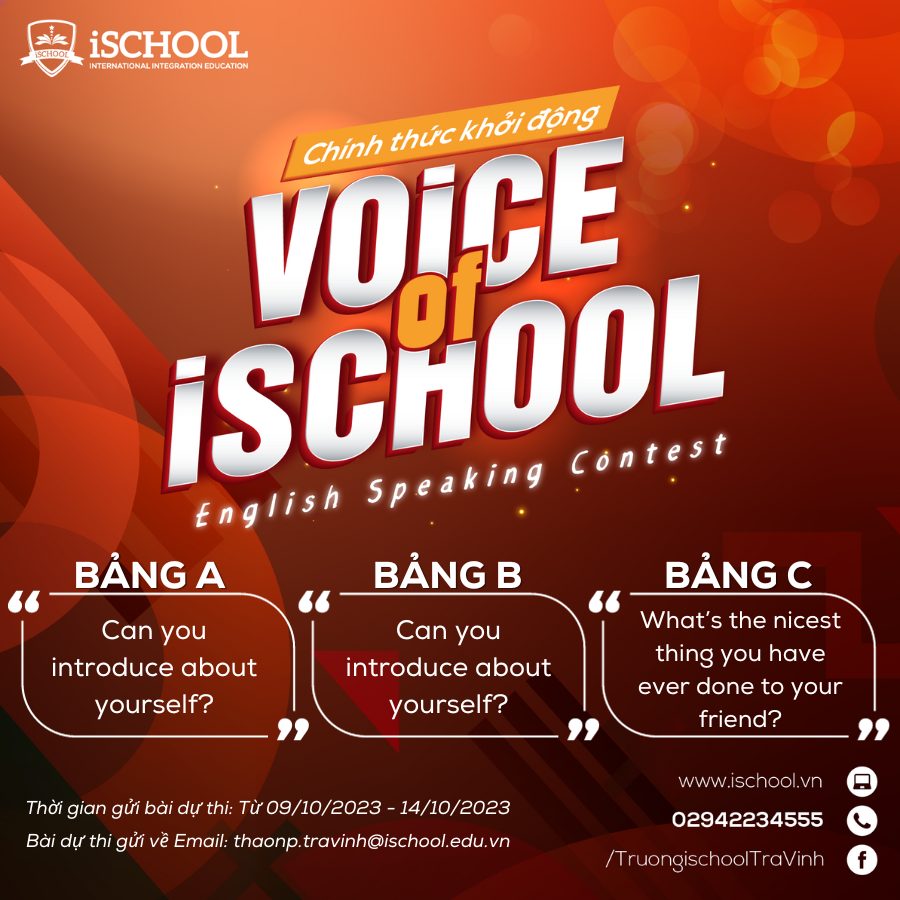 CHÍNH THỨC KHỞI ĐỘNG CUỘC THI VOICE OF iSCHOOL NĂM HỌC 2023 – 2024