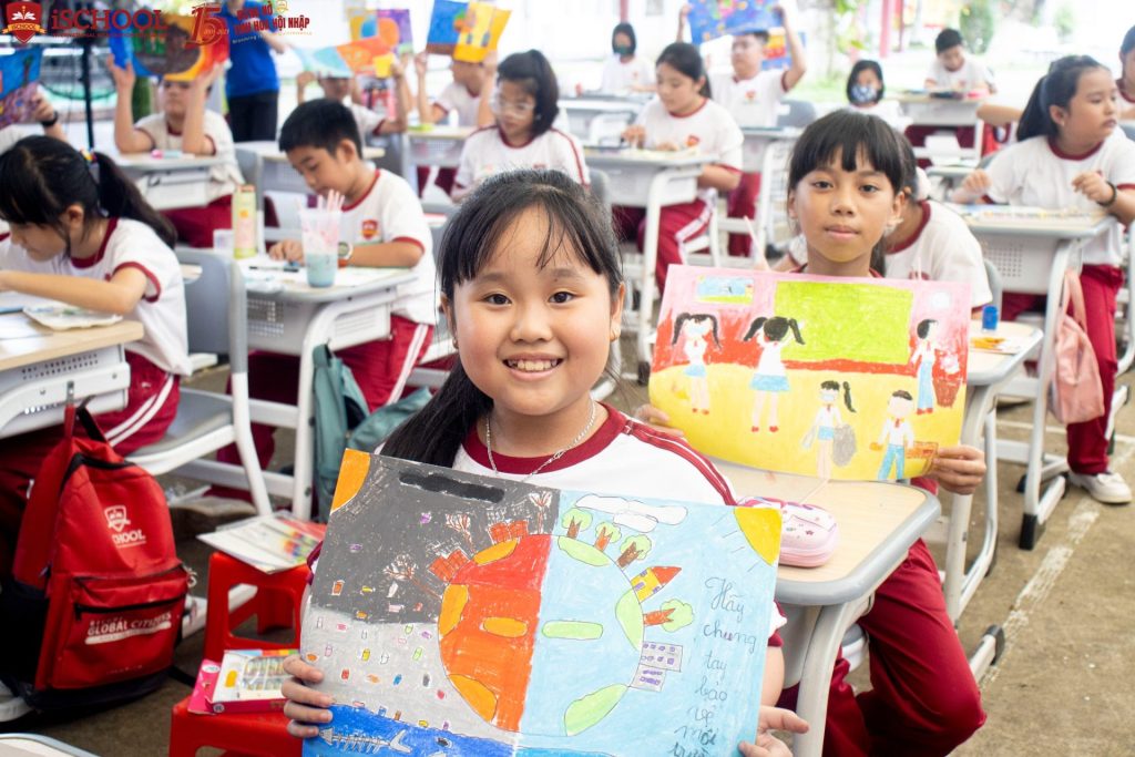 iSchool Long An tổ chức Hội thi vẽ tranh cấp trường chủ đề xây dựng trường học thân thiện và bảo vệ môi trường năm học 2023-2024