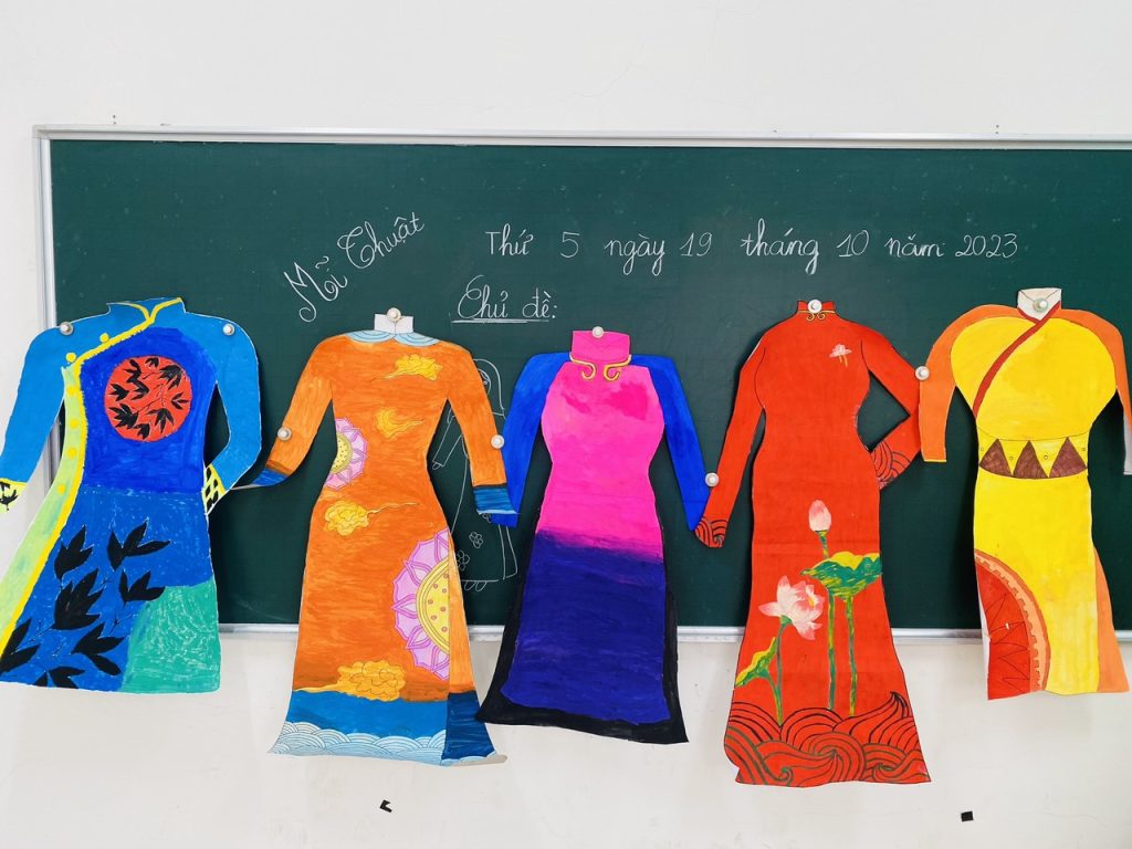 iSCHOOL LONG XUYÊN: TRANG TRÍ VÀ THIẾT KẾ ÁO DÀI TRONG TIẾT HỌC MĨ THUẬT