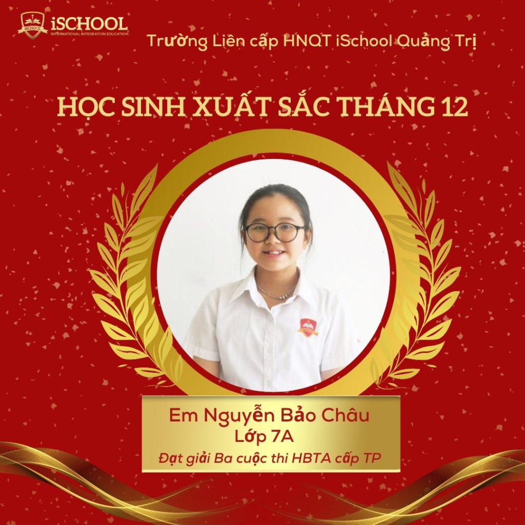 iSCHOOL QUẢNG TRỊ: VINH DANH HỌC SINH TIÊU BIỂU THÁNG 12
