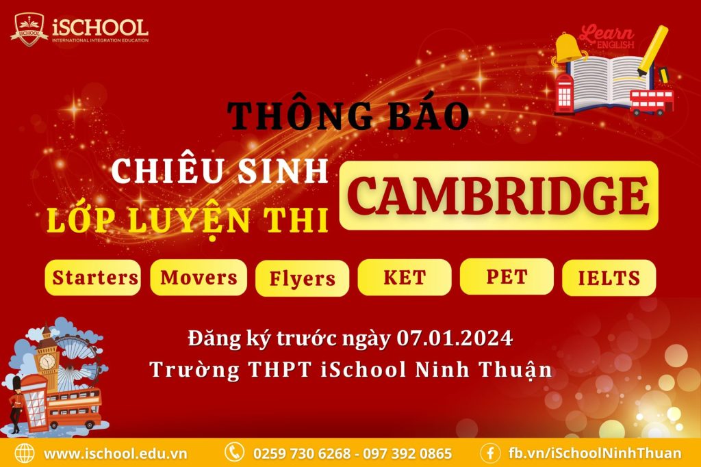 Thông báo mở lớp luyện thi Cambridge 2024