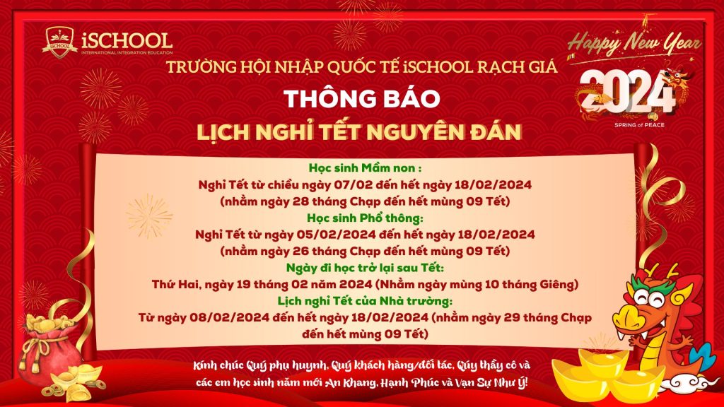 Lịch nghỉ Tết Nguyên Đán 2024