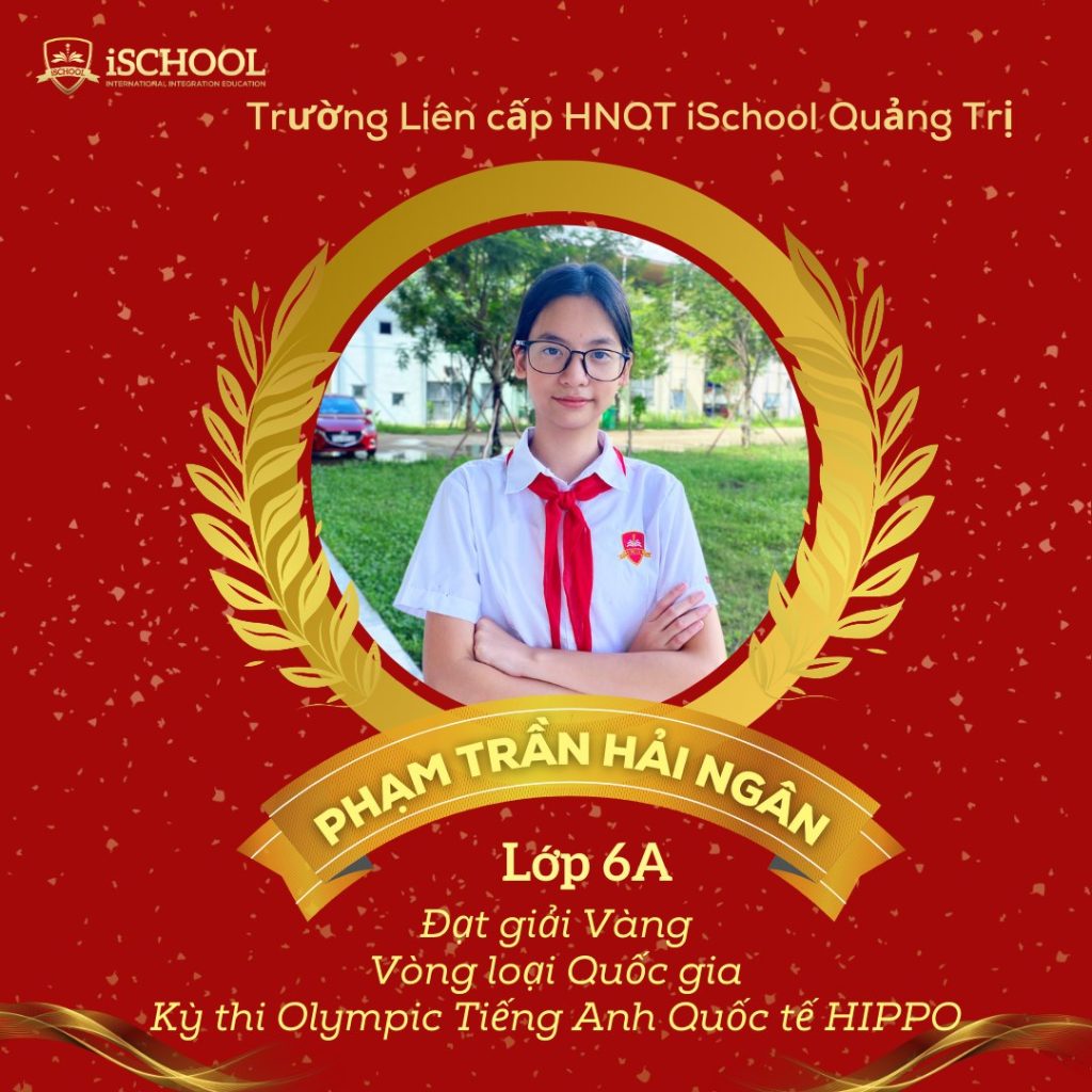 iSCHOOL QUẢNG TRỊ:18% ĐỘI TUYỂN OLYMPIC TIẾNG ANH QUỐC TẾ HIPPO ĐẠT GIẢI VÀNG VÒNG LOẠI QUỐC GIA!