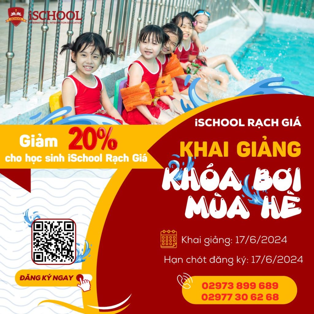 iSchool Rạch Giá tổ chức khóa học Bơi hè 2024