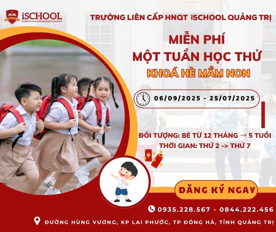 iSCHOOL QUẢNG TRỊ – 1 TUẦN TRẢI NGHIỆM MIỄN PHÍ