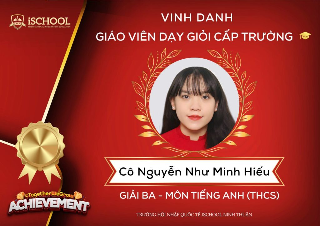 Khoảnh khắc vinh danh giáo viên dạy giỏi cấp trường năm học 2025–2026 tại iSchool Ninh Thuận