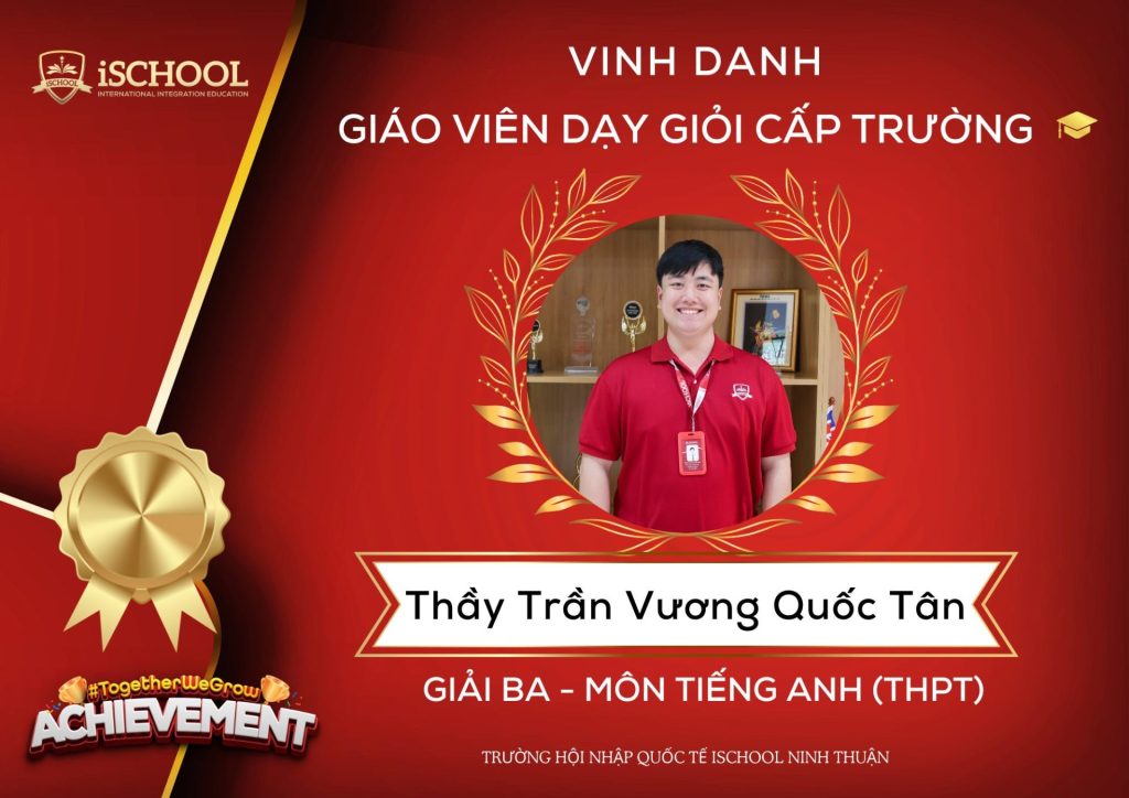 Đội ngũ giáo viên Trường iSchool Ninh Thuận đạt danh hiệu Giáo viên dạy giỏi cấp trường